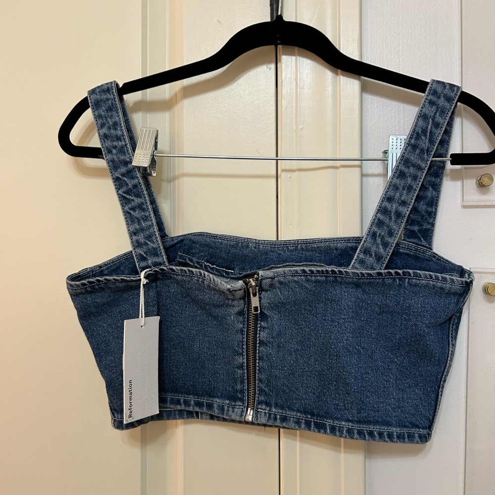 NWT Reformation Sunny Denim Crop Top - Picture 5 of 7